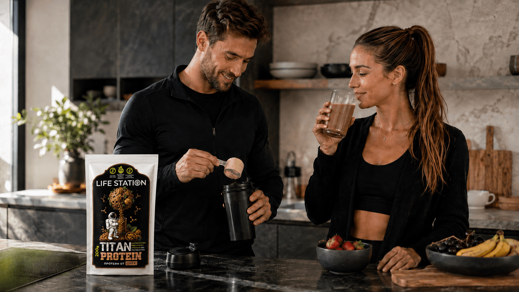 Двойка приготвя Titan Protein